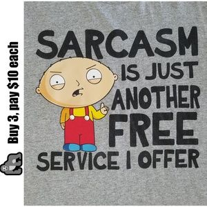 Family Guy Mens T-Shirt Sarcasm Size M Gray